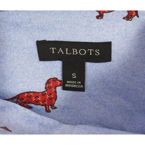 Talbots Women’s Cute Small Button Down Shirt Dachshund Wiener Dog Print Preppy - Picture 4 of 7